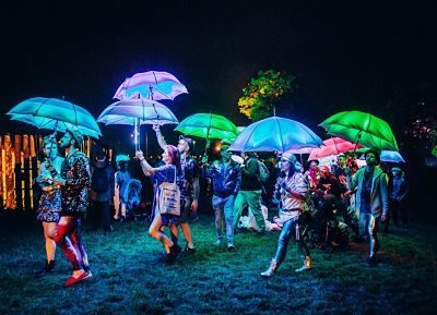 Booking agent for The Umbrella Project - LED Umbrellas | Contraband Events Umbrella Project, Led Costume, Burning Men, Neon Jungle, El Wire, Umbrella Art, Magic World, Event Entertainment, Art Installation