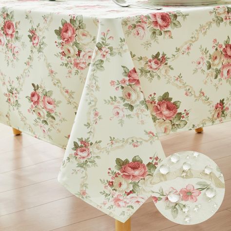 PRICES MAY VARY. HIGH-QUALITY MATERIAL: This floral table cloth is made of 100-percent premium polyester fabric which is waterproof and feels comfortable, and the spillproof table cloth has no strange odor and long-term use. UNIQUE DESIGN: This shabby chic flower decorative tablecloth is refreshing to look at and adopts the elements of vintage flowers pattern which is a differentiate and creative design. SIZE: 52” x 70” , 60” x 84”, 60” x 120”This floral table cloth is suitable for most household square and rectangle table, and can meet your different needs. VERSATILE TABLE OCCASION: Exquisite and fashionable holiday table cloth is great for various occasions: kitchen tables, dining tables, picnic camping outdoor, BBQ, buffets, banquet, parties, weddings, hotels, restaurants, baby shower. Chic Flowers, Rectangle Tablecloth, Spring Table, Rectangle Table, Table Flowers, Holiday Tables, Linen Tablecloth, Table Covers, Vintage Flowers