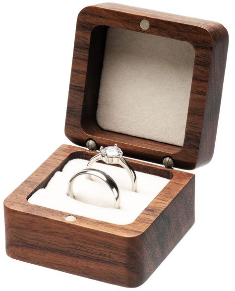 Square Solid Wood Double Ring Box Case for Wedding Ceremony Engagement Proposal,Wooden Ring Holder for 2 Rings (Beige Inner) Wooden Ring Boxes, Wooden Wedding Ring Holder, Wood Engagement Ring Box Ideas, Wedding Ring Box Wood, Wooden Wedding Ring Box For Ceremony, Wooden Ring Box Wedding, Wedding Vow Books, Wooden Wedding Ring, Wood Ring Box