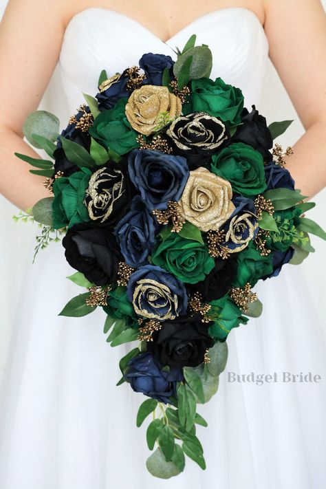 Navy Blue Gold And Green Wedding, Black And Peacock Wedding, Elven Wedding Bouquet, Royal Blue And Emerald Green Wedding, Green Blue And Gold Wedding, Dark Green And Navy Wedding, Emerald Green And Navy Blue Wedding, Navy And Emerald Wedding, Emerald And Navy Wedding