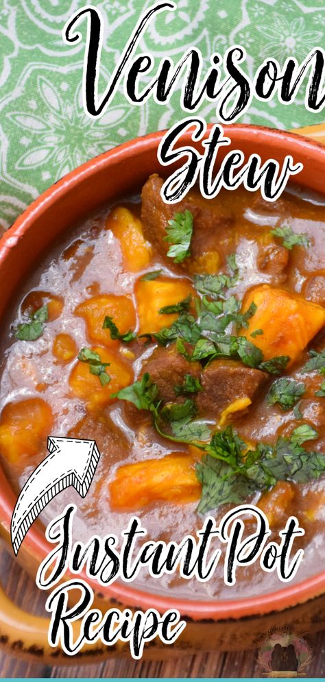 Instapot Venison Stew Recipes, Deer Stew Instant Pot, Deer Stew Meat Recipes Instant Pot, Venison Sweet Potato, Instant Pot Venison Stew, Venison Stew Instant Pot, Deer Meat Instant Pot Recipes, Instant Pot Venison Recipes, Venison Roast Instant Pot