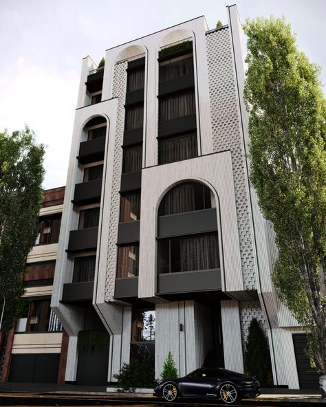 Building facade in Iran city of Yazd - Project - Evermotion Building Facades Modern, Neo Classic Exterior Design, Modern Building Facade, Classic Facade Architecture, Commercial Building Exterior, Stone Floor Texture, Classic Facade, Plaza Design, Commercial Design Exterior