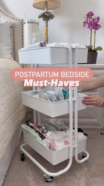 Bedside Table Postpartum, Nursing Caddy Cart, Bedside Caddy For Baby, Postpartum Bedside Table, Post Partum Bedside Cart, Nursing Caddy Essentials, Postpartum Cart Bedside, Postpartum Bedside Cart, Bedside Diaper Station