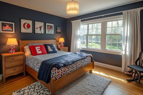 9 Best Paint Colors For Boys Room: Create a Fun and Inviting Space Teenage Boys Bedroom Paint Colors, Paint Colors For Teenage Boys Room, Boy Bedroom Paint Ideas, Boys Paint Colors Bedroom, Colors For Boys Room, Boy Room Paint Colors, Dark Blue Boys Bedroom, Boy Bedroom Paint Colors, Boys Bedroom Paint Colors