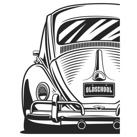 Classic VW Beetle. T-shirts, covers, stickers, posters - already available in my store on #redbubble. Link in profile. #27 #olegmarkaryan… Oleg Markaryan, Beetle Drawing, Volkswagen Beetles, Vintage Auto's, Vw Mk1, Cartoon Cars, Vw Art, Volkswagen Van, Classic Volkswagen