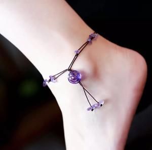 Crystal healing Anklets of Love, luck and Great Fortune – The Magic Moon Garden Stone Anklet, Crystal Anklet, Chic Summer Style, Healing Crystal Jewelry, Rose Quartz Stone, Purple Band, Amethyst Purple, Anklet Bracelet, Healing Bracelets