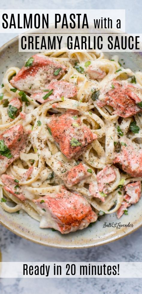 Garlic Salmon Pasta, Creamy Garlic Sauce Recipe, Creamy Garlic Salmon, Salmon Garlic, Creamy Salmon Pasta, Salmon Pasta Recipes, Egg Recipes For Dinner, Recipe Salmon, Garlic Sauce Recipe