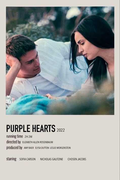 Purple Hearts Polaroid Poster, Purple Hearts Aesthetic Movie, Purple Hearts Poster, Purple Hearts Movie Aesthetic, Purple Heart Movie, Purple Hearts Movie, Movie Character Posters, Romcom Movies, Film Polaroid