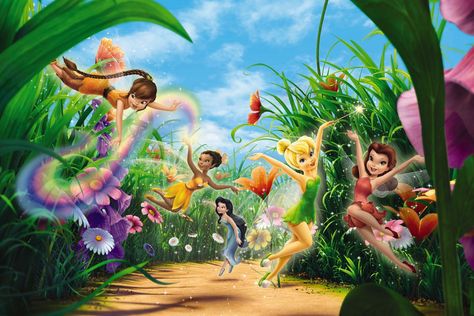 Disney Wall Murals, Tinkerbell Wallpaper, Tinkerbell And Friends, Sette Nani, Tinkerbell Disney, Fairy Wallpaper, Fairy Images, Disney Fairy, Disney Wall