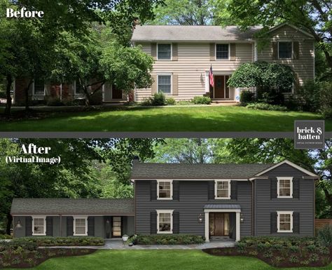 Brick House Exteriors, Painted Brick Houses, Black Brick House Exterior, Black Brick House, Brick Houses, Types Of Bricks, Ranch House Exterior, Painted Brick House, Window Trim Exterior