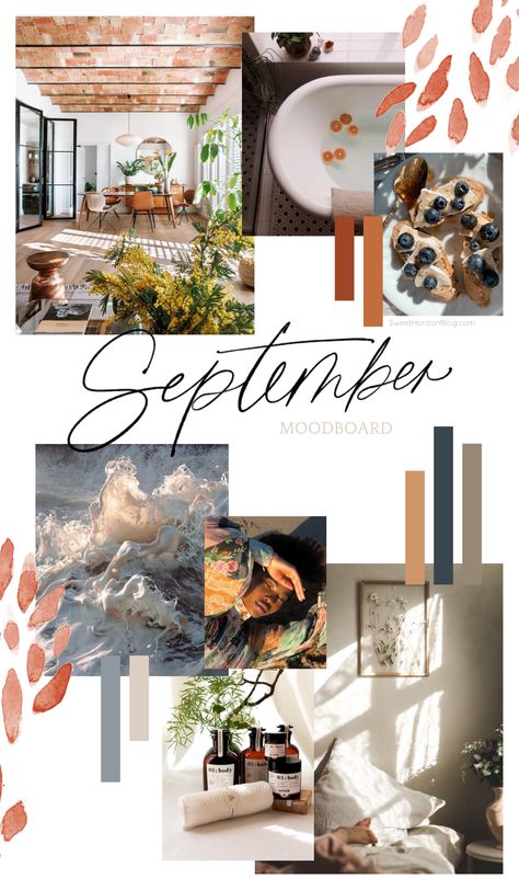 Mood Board Landscape Layout, Mood Board Nature Inspiration, Mood Boards Nature, Landscape Mood Board, September Mood Board Wallpaper, September Mood Board, Mood Colors, Fall Color Palette, Iphone Wallpaper Vintage