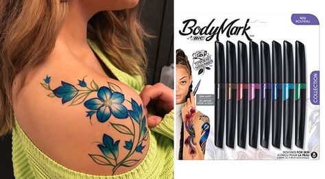 The BIC BodyMark Temporary Tattoo Markers Look So Real, My FriendsThought I Got Inked Tattoo Markers, Tattoo Marker, Make Temporary Tattoo, Diy Tattoo Permanent, Tattoo Diy, Serpent Tattoo, Strength Tattoo, Elite Daily, Boris Vallejo