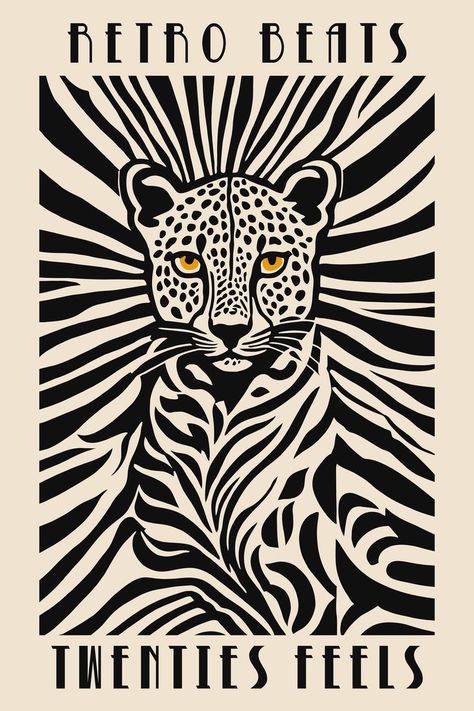 Leopard Print Wall Art, Leopard Print Wall, Poster Art Deco, Poster Store, Art Deco Posters, Graphic Tshirt Design, Wall Art Black, Art Deco Style, Art Black