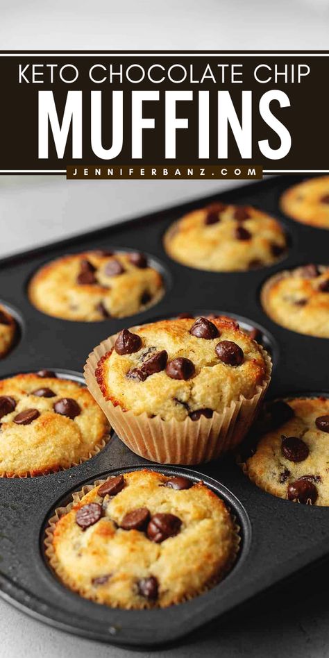 This easy back to school recipe for keto muffins is also low-carb, gluten-free, and sugar-free! The whole family will love these keto chocolate chip muffins. They're light and fluffy with a delicious taste! Save this back to school breakfast idea! Keto Chocolate Chip Muffins, Low Carb Muffin Recipes, Sugary Treats, Chocolate Chip Muffin Recipe, Low Fat Low Carb, Low Carb Low Fat Recipes, Low Carb Muffins, Cookies Bars, Keto Chocolate Chips