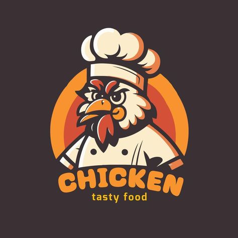 Logo Kuliner, Logo For Food, Chicken Restaurant Logos, Fried Chicken Restaurant, Chicken Logo, Chicken Shop, Cartoon Chicken, Portfolio Logo, Restaurant Concept