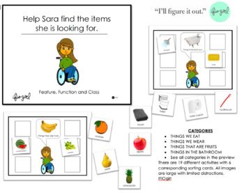 Sorting Activity by Feature, Function, and Class - FFC "Help Sara find items..." Sorting Mats, Similarities And Differences, Early Math, Sorting Activities, Problem Solving Skills, Thinking Skills, Math Skills, Figure It Out, Speech Therapy