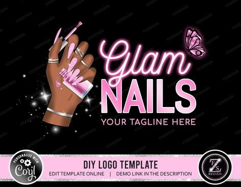 Nails Logo Design, Beauty Logo, Nail Artist L Nails Logo Design, Nail Polish Logo, Logo Design Beauty Salon, Nail Logos, Nail Artist Logo, Design Company Names, Logo Design Beauty, Logo Maker App, Logo Maker Free