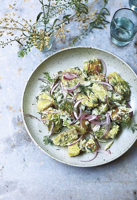 Scandi sour cream potato salad | Food and Travel Magazine Scandinavian Potato Salad, Healthy Scandinavian Recipes, Scandinavian Salad Recipes, Nordic Food Recipes, Scandinavian Salad, Nordic Lunch, Scandi Recipes, Scandi Food, Scandinavian Diet