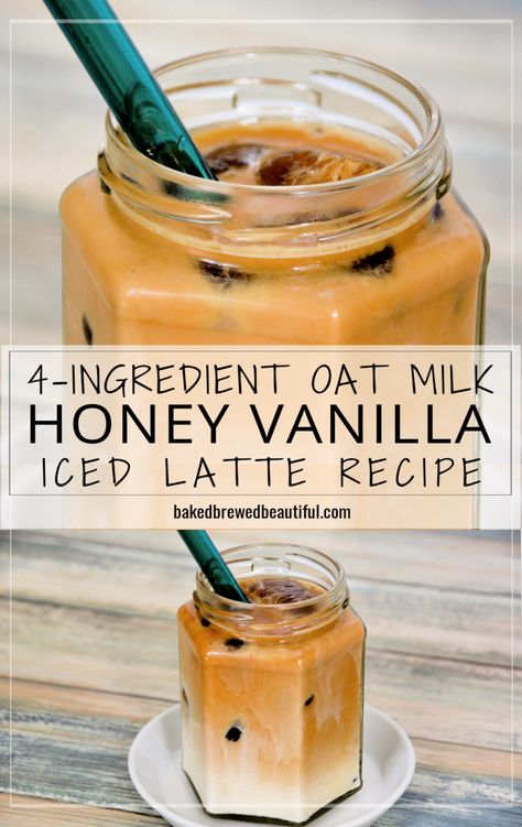 Honey Vanilla Latte, Latte Recipe Iced, Vanilla Latte Recipe, Iced Latte Recipe, Oat Milk Latte, Breakfast Station, Nespresso Recipes, Iced Coffee Recipe, Coffee Blog