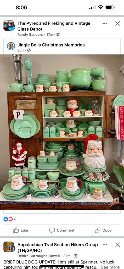 Diy Jadeite Ornaments, Jadeite Christmas, Antique Kitchen, Blue Dog, Christmas Memory, Christmas Bells, Jingle Bells, Holiday Decorations, Merry And Bright