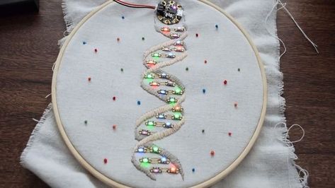 Dna Helix, Science News, Helix, Womens Flip Flop, To Create, Led Lights, Coding, Embroidery, Led