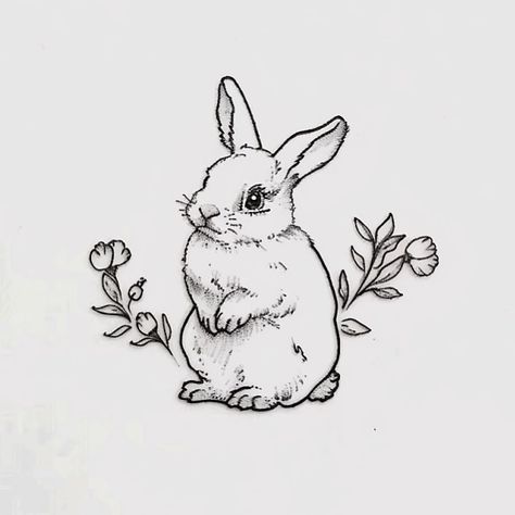 Sitting Bunny Drawing, Stuffed Bunny Drawing, Simple Bunny Drawing, Tattoo Prints, Graphic Sketch, Sketches Drawing, Stuffed Bunny, Bunny Drawing, Rabbit Art