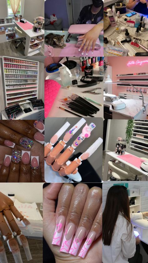 Nail Tech School, Tech Room, Nail Tutorial Videos, Business Nails, Home Nail Salon, Nail Techniques, Diy Acrylic Nails, Nail Room, Acrylic Nails Coffin Pink