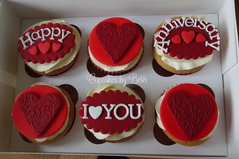 P1070114 | by Cupcakes by Beth Cupcakes For Anniversary Love, Birthday Cupcakes Ideas For Boyfriend, Valentines Biscuits, Cake For Him, Anniversary Cupcakes, Anniversary Cake Designs, Alphabet Cake, Cake For Boyfriend, Holiday Snack