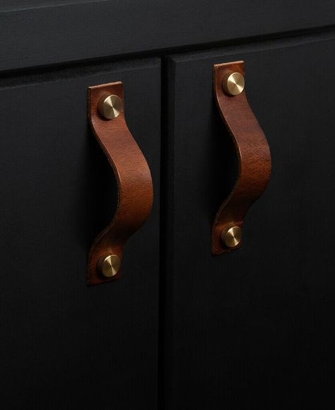 BROWN LEATHER PULL HANDLE 2 SIZES - Kitchen Cabinet Door Drawer British Designed | eBay Caravan Decor, Leather Drawer Pulls, Kitchen Cupboard Handles, Leather Kitchen, Van Conversion Interior, Wardrobe Door Handles, Kitchen Drawer Pulls, Kitchen Door Handles, Kitchen Cabinet Door