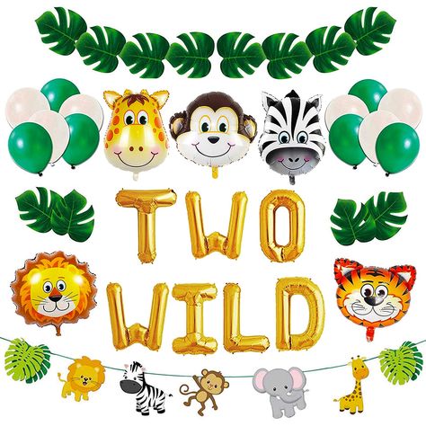 Jungle Birthday Party Decorations, Safari Balloons, Two Wild Party, Two Wild Birthday Party, Born Two Be Wild, 3rd Birthday Party For Girls, Four Ever Wild, Three Birthday, Safari Balloon