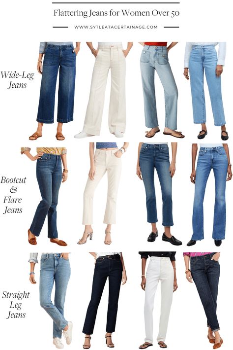 Flattering Jeans for Women Over 50 Jeans For Over 50, Best Womens Jeans Over 40, Best Jeans For Tall Women, Best Jeans For Petite Women, Jeans For Women Over 50, Best Jeans For Short Women, Affordable Full-length Versatile Jeans, Jeans Wimen Over 40, Non-stretch Tapered Leg Jeans In Medium Wash