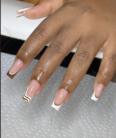 Simple Nails Gel, Chocolate Nails, White French Tips, Brown Acrylic Nails, Acrylic Toe Nails, Wow Nails, Subtle Nails, Fancy Nails Designs, Gel Nails Diy