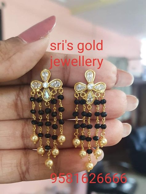 Black Beads Studs Gold, Nallapusalu Kammalu, Black Thread Jewellery Indian Gold, Nallapusalu Earrings Gold, Black Beads Earrings Gold Studs, Black Beads Earrings Gold, Nallapusalu Earrings, Black Beads Earrings Indian Gold, Black Beads Ear Rings Gold