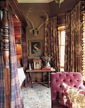 tartan at Balmoral | ... photos queen at her desk at balmoral and glimpse of queen s bedroom Decorating With Antlers, Scottish Interiors, Scottish Decor, Lux Interior, Scottish Estate, Plaid Curtains, English Interior, English Room, English Country Decor