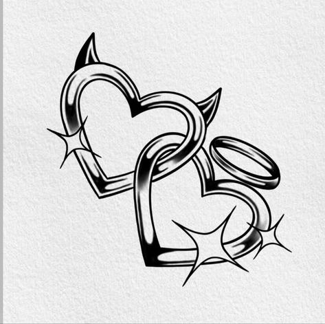 Flail Tattoo Heart, Cute Matching Tattoos For Couples Love, Tramp Stamp Tattoos Stencil, Simple Flash Art, Matching Gothic Tattoos, Cute Tattoos For Couples, Forbidden Love Tattoo, Devil Heart Tattoo, Heart Arm Tattoo