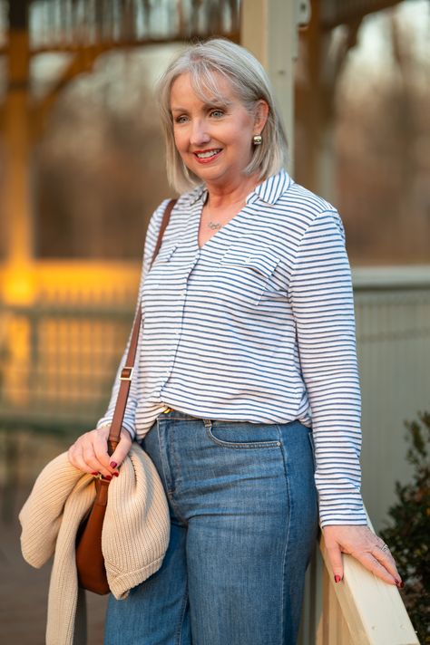 Why It's Time to Plan Your Spring Wardrobe Now - Dressed for My Day Dressed For My Day, Jeans Outfit Casual, Elevated Basics, Fisherman Sweater, Belted Jacket, Kinds Of Clothes, Now Is The Time, Jeans Button, Button Top