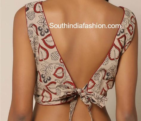 Kalamkari Blouse Designs, Indian Fits, Sleeveless Blouse Designs, Blouse Back Neck, Kalamkari Blouse, Saree Blouse Styles, Cotton Blouse Design, Blouse Designs Catalogue, Cotton Saree Blouse