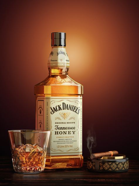 3D Product Visualization - JACK DANIEL'S HONEY on Behance Vodka Poster, Jack Daniels Drinks, Jack Daniels Honey, Hard Drinks, Jack Daniel's Tennessee Whiskey, Tennessee Honey, Aesthetic Health, Tattoo Health, Whisky Bar