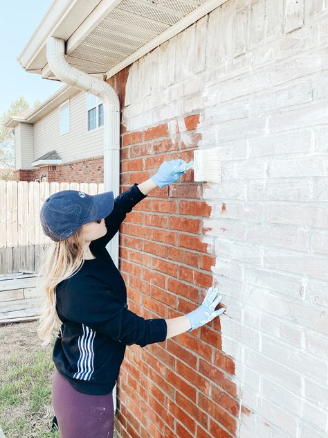 How To Paint A Brick House, Paint A Brick House, How To Paint Brick, Brick And Siding Exterior, Painted Brick House Exterior, Paint Brick, Lime Wash Brick, Painted Brick Exteriors, Painted Brick House