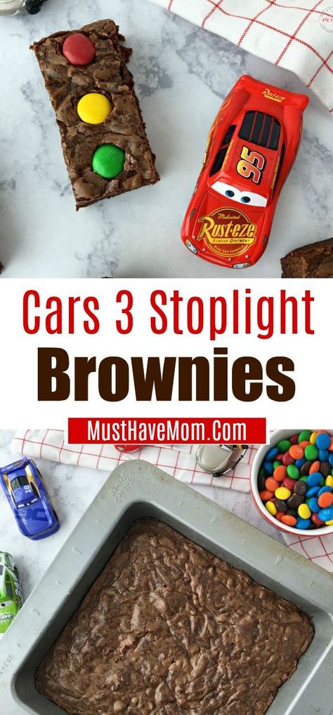 Cars Stoplight Brownies Food Idea Stoplight Brownies, Cars Birthday Party Food, Playdate Ideas, Birthday Party Food Ideas, Pixar Cars Birthday, Cars Birthday Party, 2nd Birthday Party For Boys, Disney Cars Birthday, Cars Birthday Party Disney