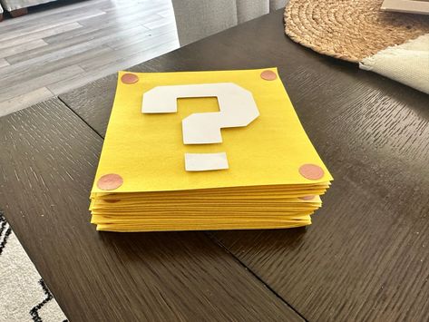 Mario Yellow Block, Power Up Box Mario, Mario Blocks Diy, Mario School Decorations, Diy Mario Question Block, Super Mario Brothers Trunk Or Treat, Super Mario Bros Trunk Or Treat, Mario Vbs Decorations, Diy Mario Party Decorations