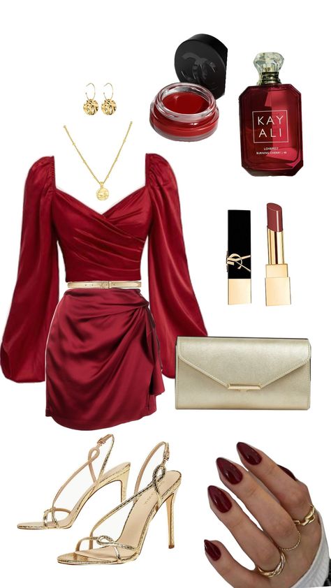 #ootd #outfit #chanel #outfitinspo #red #gold #luxury #aesthetic #fyp #wishlist Crimson Red Outfits, Gold And Red Outfit, Gold Luxury Aesthetic, Gold Outfits, Red Outfits, Full Outfits, Gold Outfit, Gold Luxury, Gold And Red