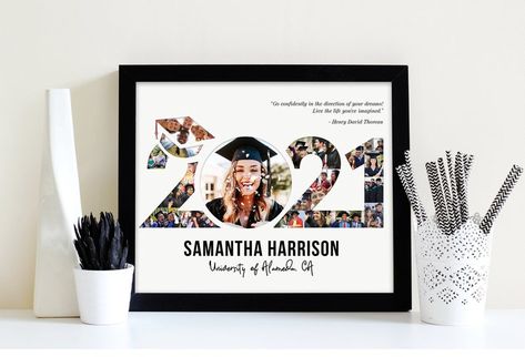 Graduation Decorations 2023, Wall Word Art, College Graduation Decorations, Framed Photo Collage, Word Wall Art, College Graduation Gifts, Housewarming Present, Birthday Invitations Girl, Graduation Decorations