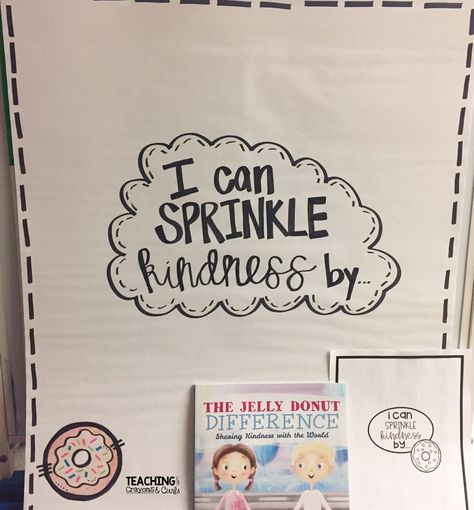 After we read The Jelly Donut Difference we brainstormed ways that we can {sprinkle kindness} as a class! How sweet are these ideas!? Sprinkle Kindness, Kindness Lessons, Jelly Donut, Teaching Kindness, Kindness Challenge, Kindness Activities, Responsive Classroom, Guidance Lessons, Beginning Of The School Year