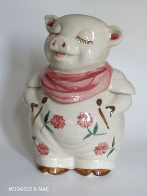 Vintage Cookie Jars, Pig Cookie, Flower Smiley, Antique Cookie Jars, Teapot Cookies, Pig Cookies, Collectible Cookie Jars, Cookie Container, Shawnee Pottery