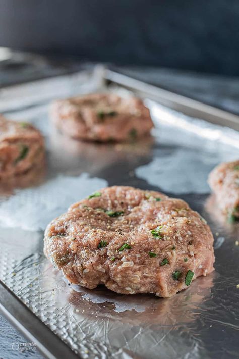 Turkey Burgers in the Oven | Turkey Burger Sliders - Create Kids Club Ground Turkey Burgers Oven, Turkey Burger Bites, Home Made Turkey Burgers Recipes, Turkey Burger In Oven, Baked Turkey Burgers Oven, Sheet Pan Turkey Burgers, Easy Turkey Burger Recipes, Homemade Turkey Burgers Patties, Turkey Burger Recipes Oven