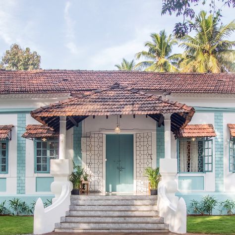 This heritage homestay in Goa is a piece of history come to life | Architectural Digest India Goan Architecture, Goan Houses, Earthy Interiors, Moodboard Pics, Earth Colours, Fashion Moodboard, Goa India, Property Design, Village House Design