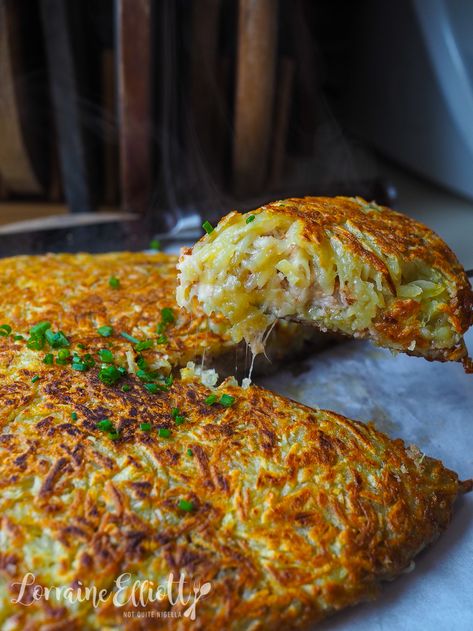 Potato Rosti Breakfast, Bacon Potato Recipes, Veggie Stuffed Potatoes, Potato Torte, Swiss Potato Rosti, Swiss Rosti Potatoes Recipes, Rosti Potatoes, Potatoes Rosti, Swiss Rosti Recipe