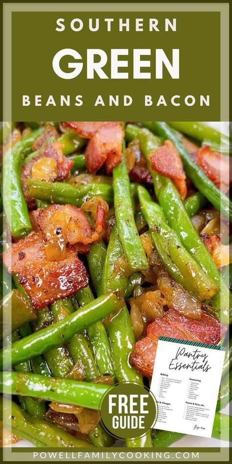 Discover the perfect Southern green beans recipe with bacon. This easy and delicious recipe brings the rich flavors of soul food to your table. Using fresh green beans and savory bacon, our step-by-step guide ensures a flavorful and satisfying dish. Ideal for family dinners or special occasions, these green beans are sure to impress. South Your Mouth Green Beans, Easy Southern Green Beans, Green Beans Bacon Recipe, Sautéed Green Beans With Bacon, Southern Green Bean Recipes Soul Food, Half Baked Harvest Green Beans, Easy Baked Green Beans, Sautés Green Beans, Southern Smothered Green Beans