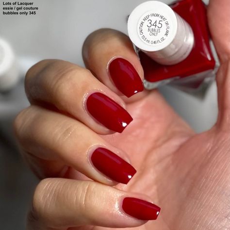 Best Red Gel Nail Polish, Opi Red Nail Polish Shades, Essie Gel Couture Swatches, Best Red Nail Polish, Essie Gel Couture Colors, Eid Nails, Essie Forever Yummy, Essie Red Nail Polish, Opi Red Nail Polish